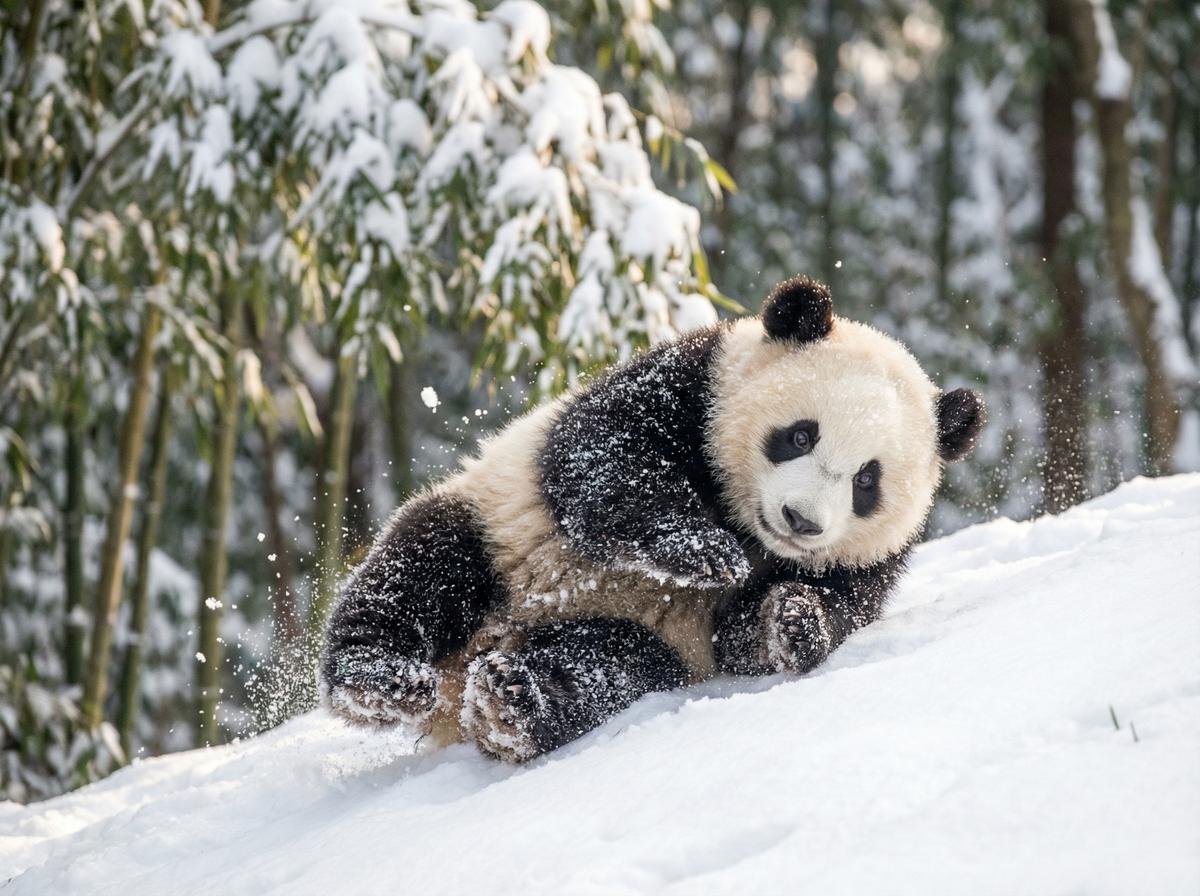 熊猫雪地视频